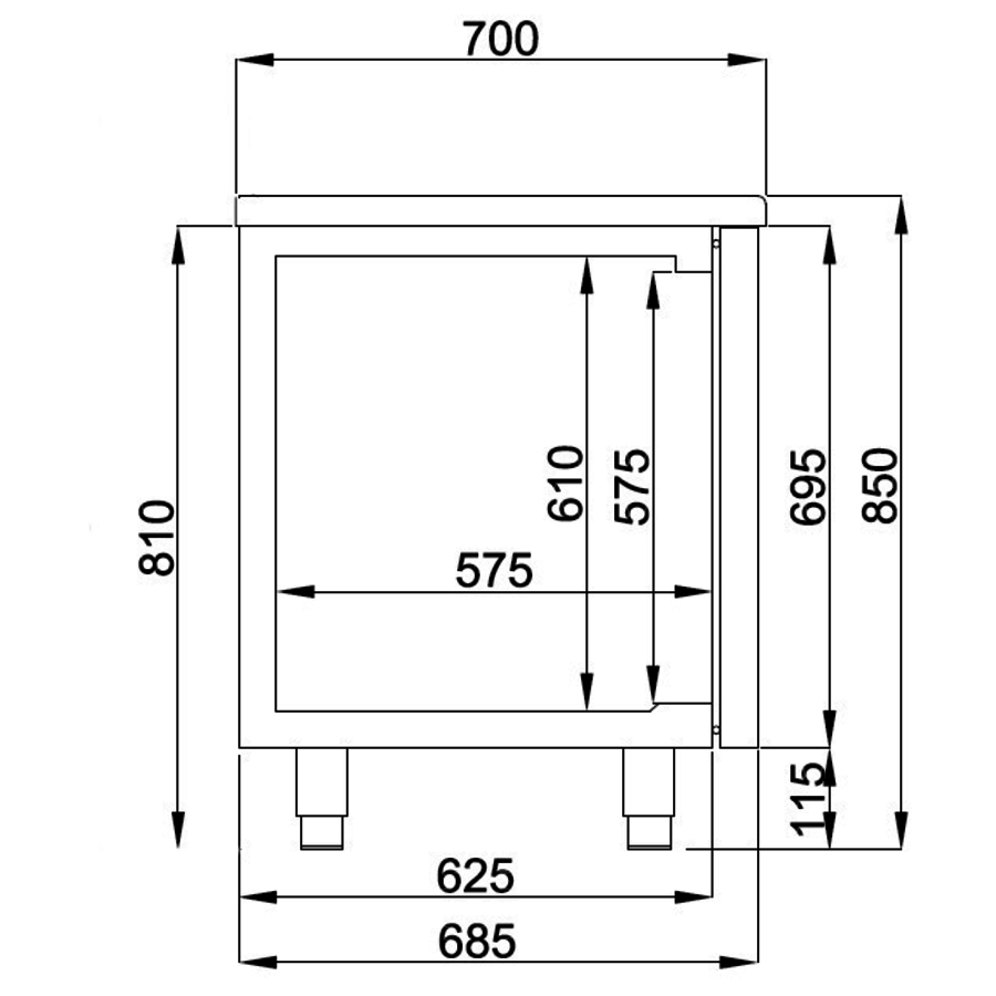 Koelwerkbank 3 Deuren | 178,5x70x85 (BxDxH)