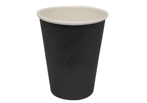  HorecaTraders Recyclebare Koffiebekers Zwart (1000 Stuks) | 3 Formaten 