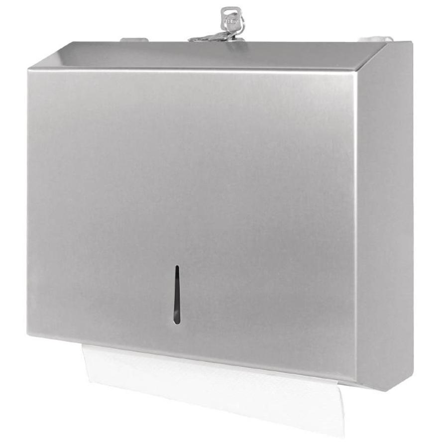 Stainless steel paper towel dispenser with lock