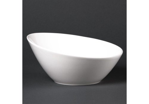  HorecaTraders Oval Porcelain Serving Dish Angled 20cm | 6 pieces 