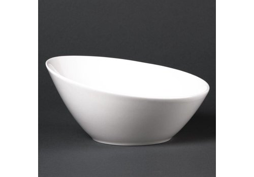  HorecaTraders Plat de service ovale en porcelaine incliné 20 cm | 6 pièces 