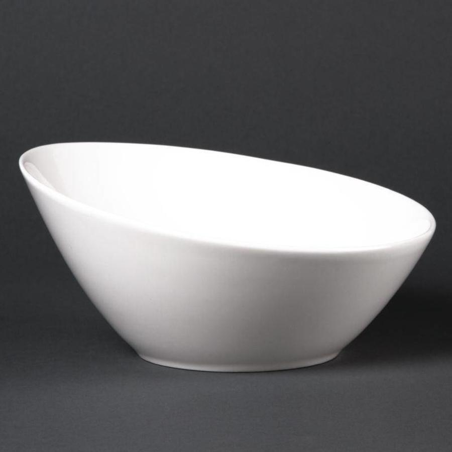 Oval Porcelain Serving Dish Angled 20cm | 6 pieces