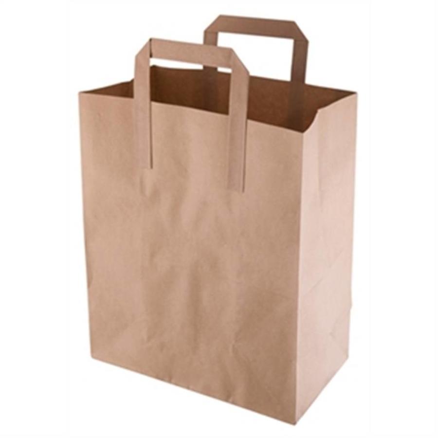 Disposable brown paper carrier bags
