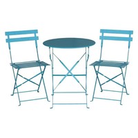 Chaises de bistrot en acier turquoise | 2 pièces