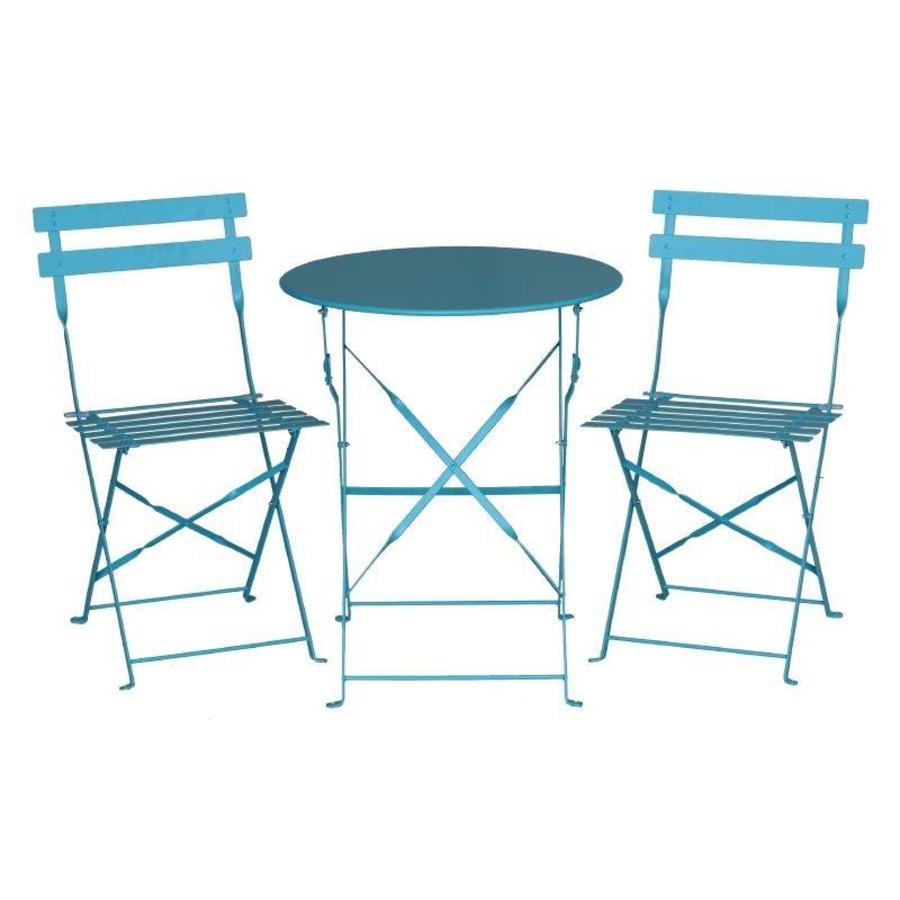 Chaises de bistrot en acier turquoise | 2 pièces
