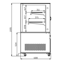 Glass counter display case | 122x68x(h)127 cm
