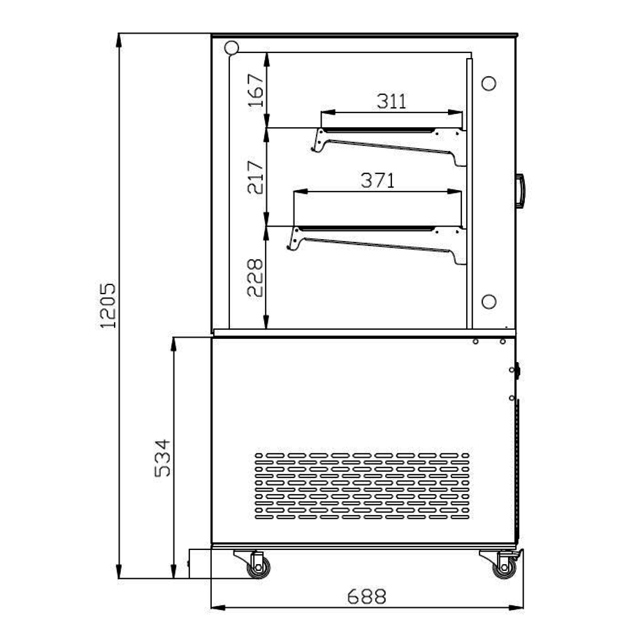 Glass counter showcase | 122x68x (h) 127 cm