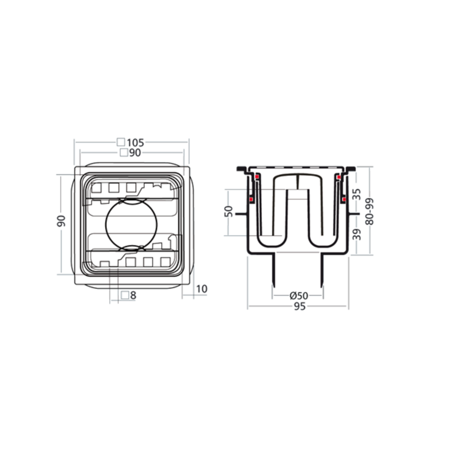 | Drain Put Square Stainless steel | ABS Wellhouse