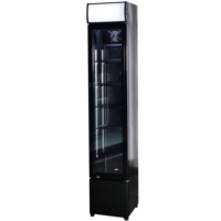 Black narrow refrigerator with glass door | 105 liters