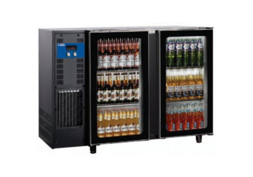  HorecaTraders Bar fridge with 2 Glass Doors | 375 liters | 145.5x56.5x (H) 90.5cm 