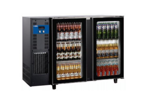  HorecaTraders Réfrigérateur bar avec 2 portes vitrées | 375 litres | 145,5 x 56,5 x (H) 90,5 cm 