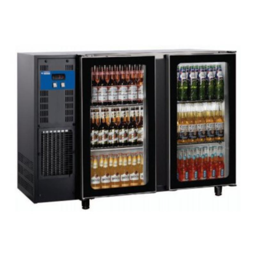  HorecaTraders Bar fridge with 2 Glass Doors | 375 liters | 145.5x56.5x (H) 90.5cm 