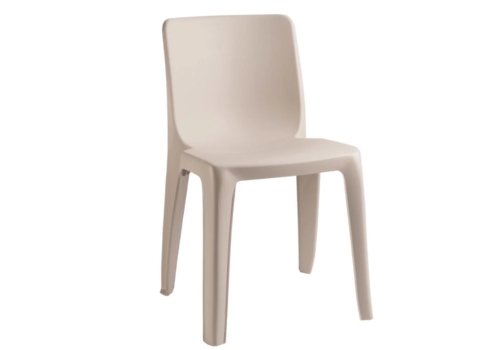  HorecaTraders Stapelstuhl aus Kunststoff beige für drinnen und draußen 