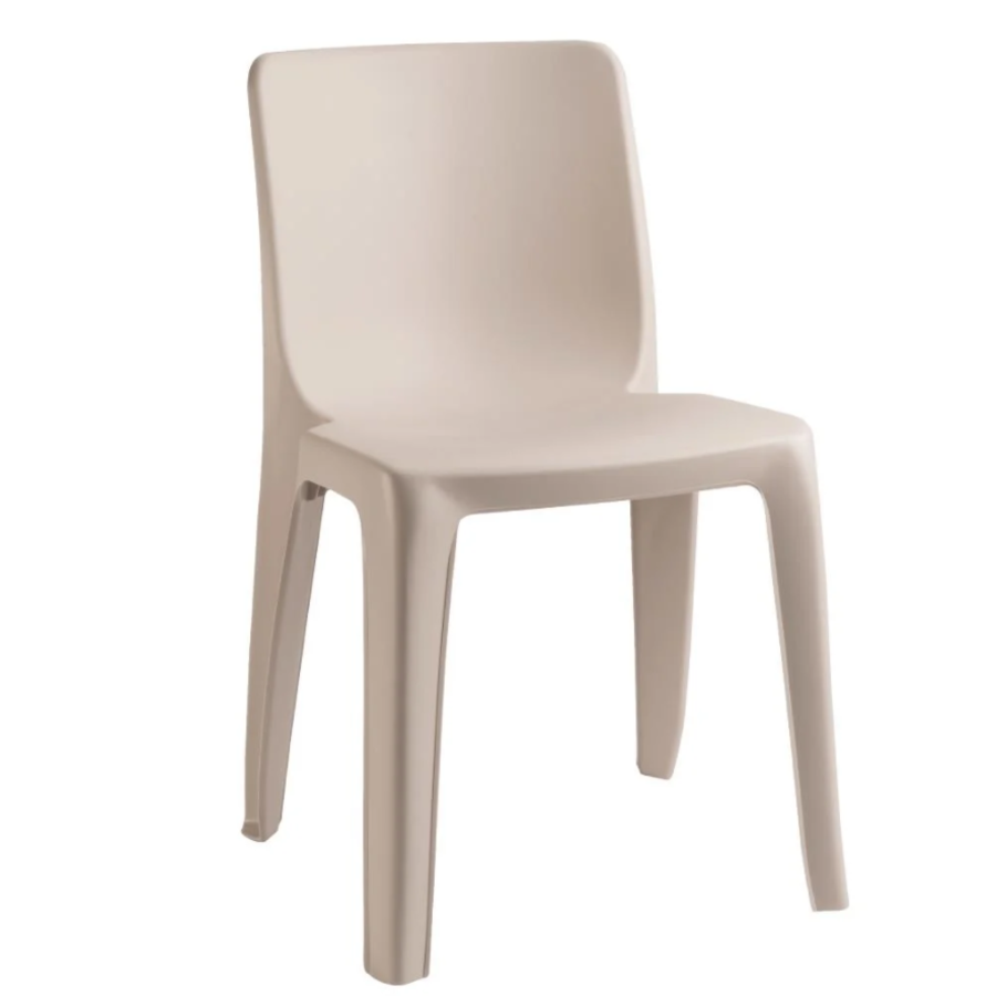 Kunststof stapelbare stoel beige indoor/outdoor