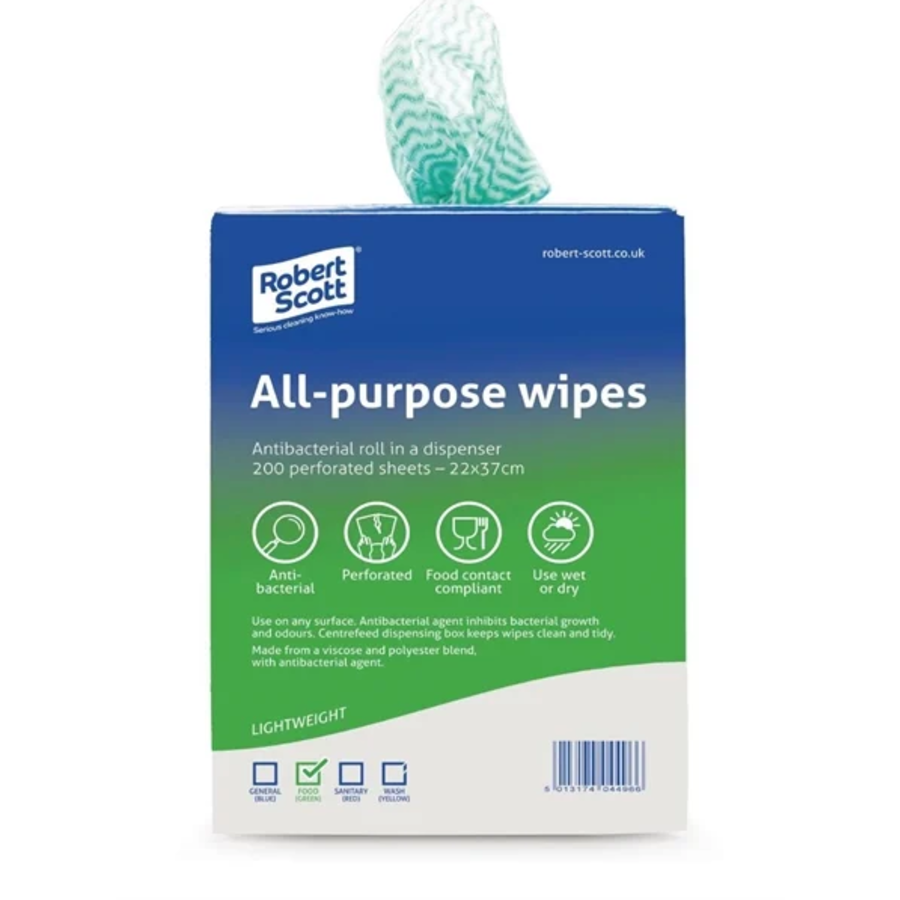 Lingettes nettoyantes désinfectantes vertes (200 pièces)
