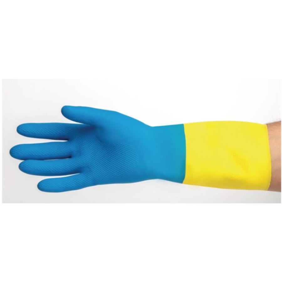 Waterdichte werkhandschoenen blauw en geel
