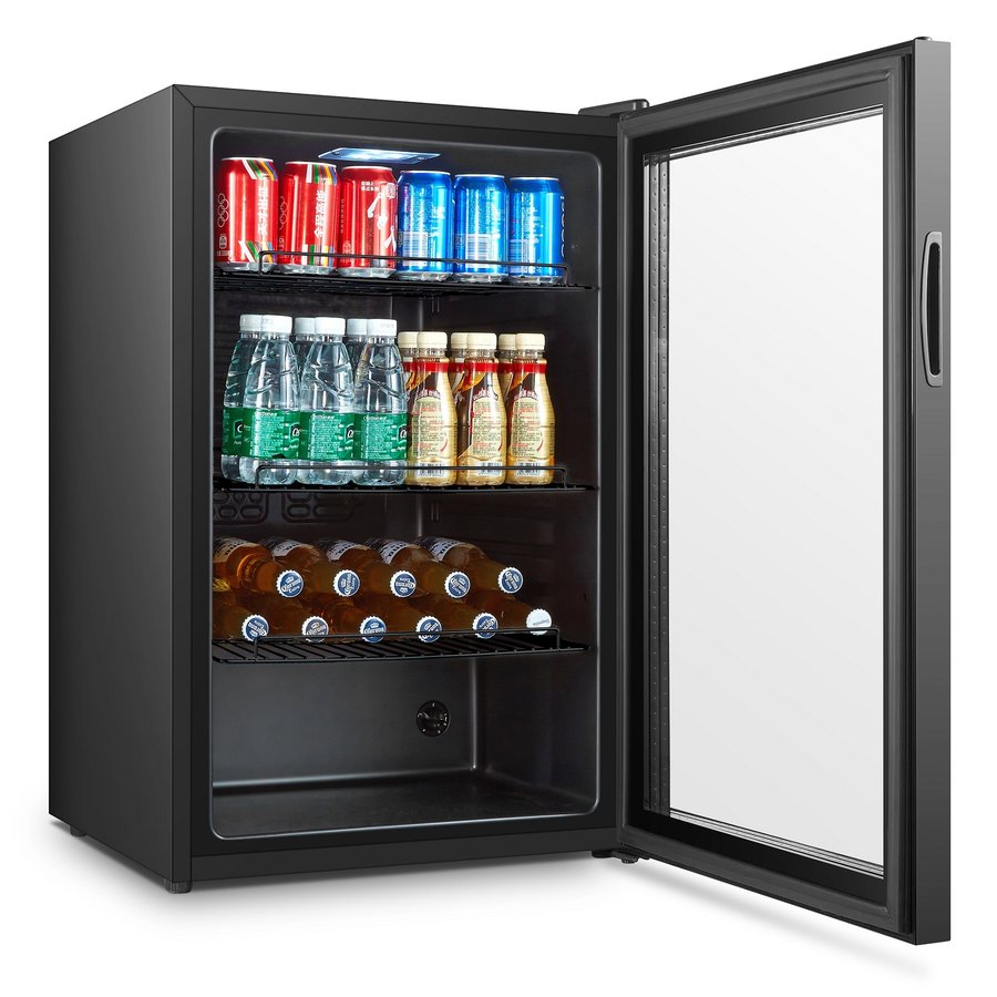 Réfrigérateur noir avec porte vitrée 115 litres