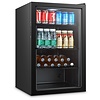 HorecaTraders Réfrigérateur noir avec porte vitrée 115 litres