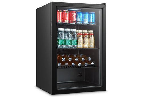 HorecaTraders Réfrigérateur noir avec porte vitrée 115 litres 