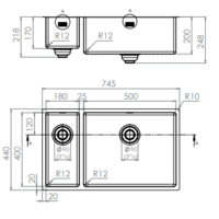 Spoelbak glanzend RVS 40x68x20 CM