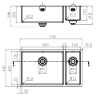 Spoelbak glanzend RVS 40x68x20 CM