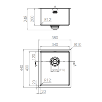 Spoelbak zilver |38 x 44 x 20 cm|