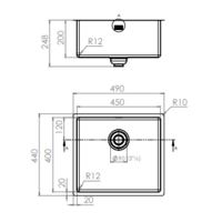 Spoelbak RVS | 49x44x20 cm