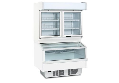  HorecaTraders Wall freezer with glass doors - Automatic defrost - 1242 x 916 x h2005 mm 