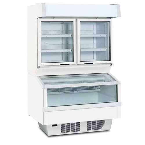  HorecaTraders Wall freezer with glass doors - Automatic defrost - 1242 x 916 x h2005 mm 