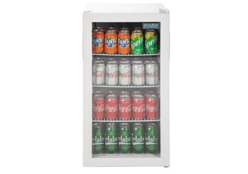  Polar Can fridge glass door white 88 liters | 82.5x43x48cm 