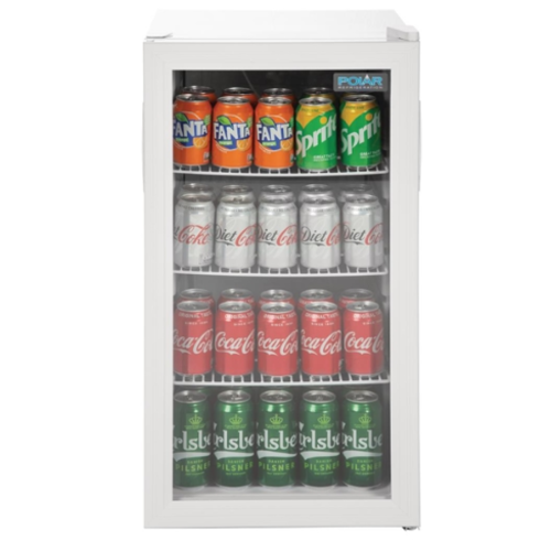  Polar Réfrigérateur à canettes porte vitrée blanc 88 litres | 82,5x43x48cm 