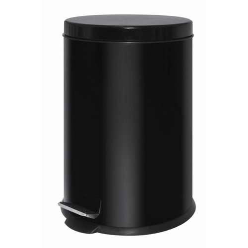  HorecaTraders Poubelle à pédale en acier inoxydable noir | 20 litres 
