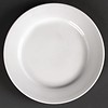 White flat plate porcelain with wide rim 20 cm (12 pieces)