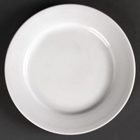Assiette plate blanche en porcelaine à large bord 20 cm (12 pièces)