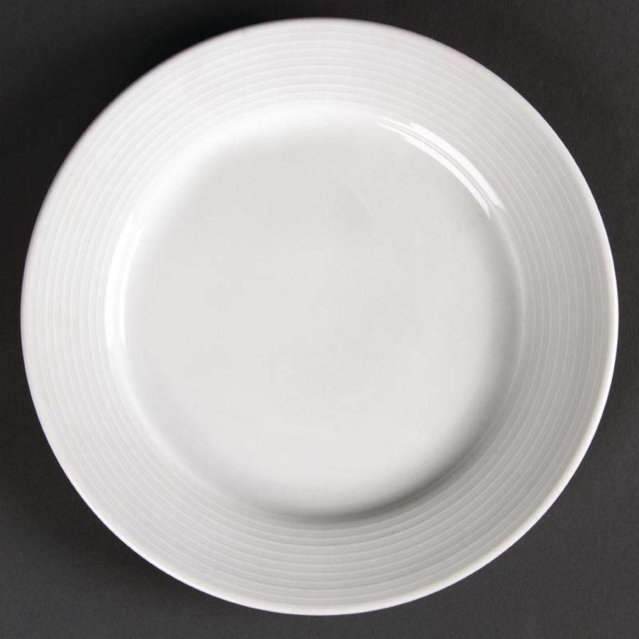 Weißer flacher Teller Porzellan mit breitem Rand 20 cm (12 Stück)