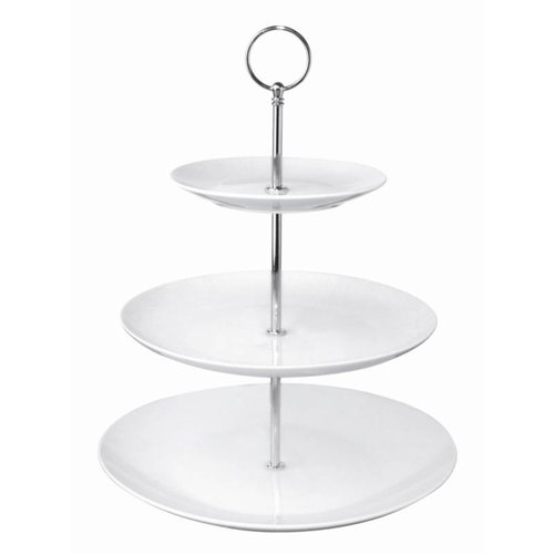  Olympia Etagere Porcelain Round silver | 3 Tiers 