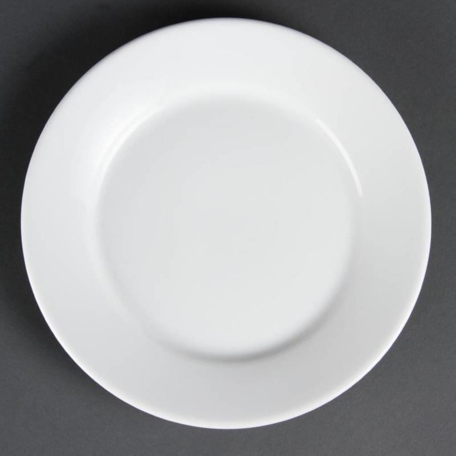 Horeca borden wit brede rand 23 cm (12 stuks)