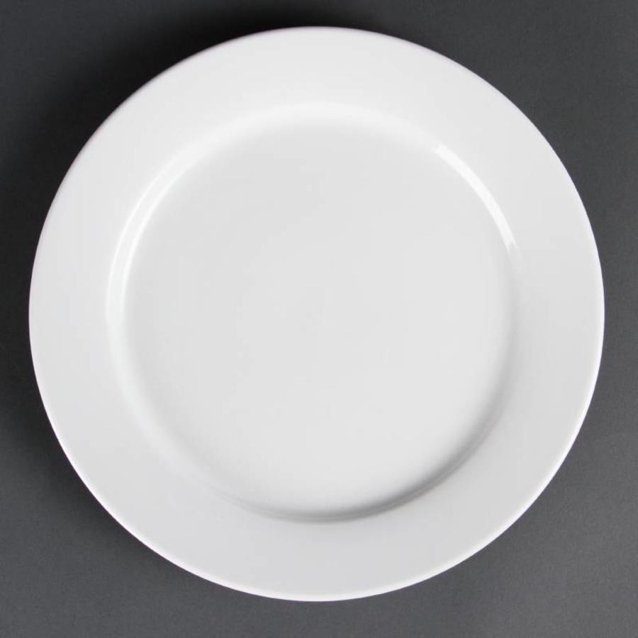 White Plates with wide rim 28 cm (6 pieces)