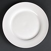 HorecaTraders Large white serving plate wide edge 27 cm (4 pieces)