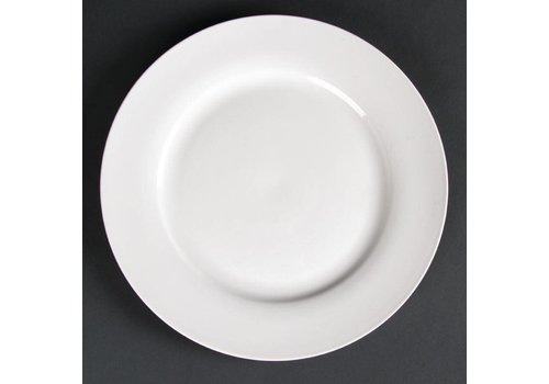  HorecaTraders Large white serving plate wide edge 27 cm (4 pieces) 
