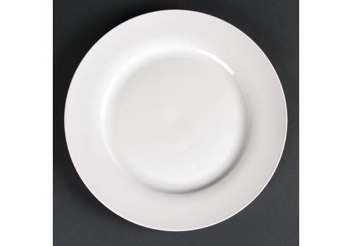  HorecaTraders Large white serving plate wide rim 27 cm (piece 4) 