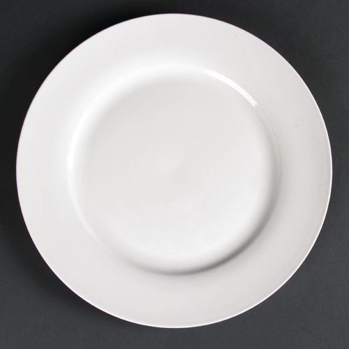  HorecaTraders Large white serving plate wide rim 27 cm (piece 4) 
