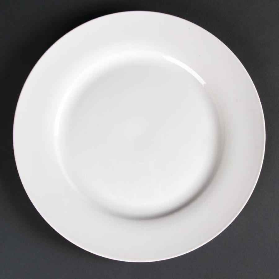 Large white serving plate wide edge 27 cm (4 pieces)
