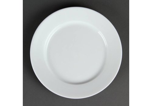  HorecaTraders Restaurant white plate with wide rim 20 cm (pieces 12) 