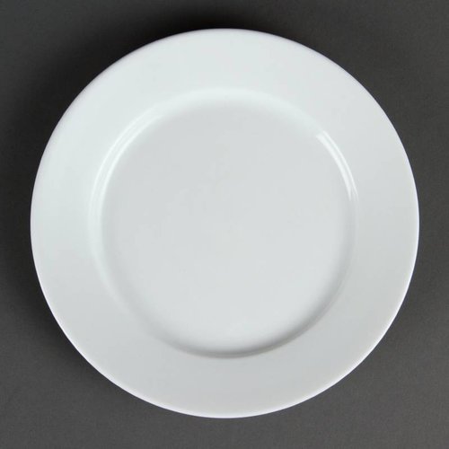  HorecaTraders Restaurant white plate with wide rim 20 cm (pieces 12) 