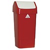 HorecaTraders Plastic Waste Bin Red with Swing Lid | 50 Liters | Red