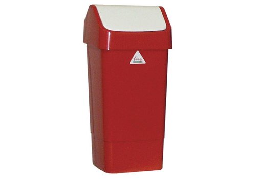  HorecaTraders Poubelle en plastique rouge avec couvercle basculant | 50 litres | Rouge 
