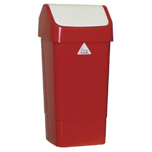  HorecaTraders Plastic Waste Bin Red with Swing Lid | 50 Liters | Red 