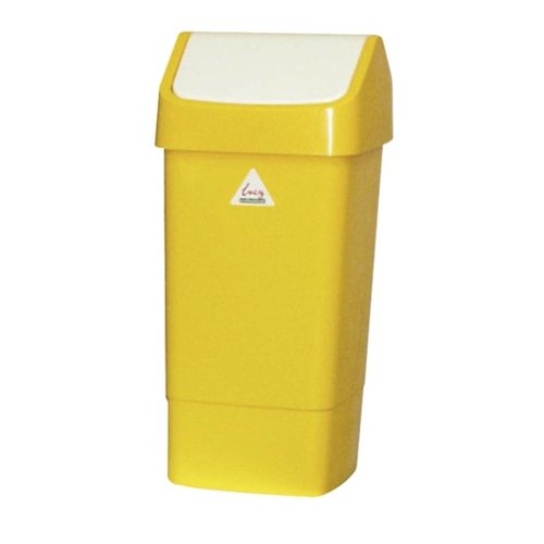  HorecaTraders Plastic Waste Bin with Swing Lid | 50 Liters | Yellow 