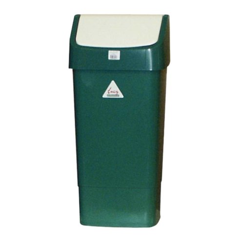  HorecaTraders Plastic Waste Bin with Swing Lid | 50 Liter| Green 